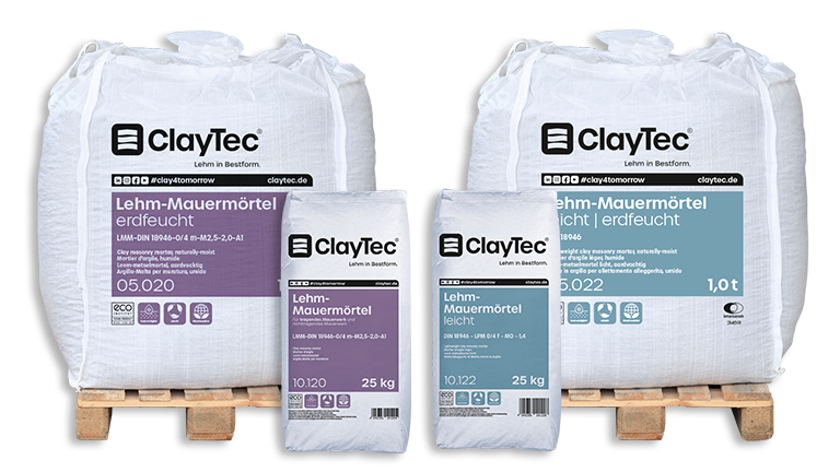 ClayTec Lehm-Mauermörtel in Säcken und Big-Bags.